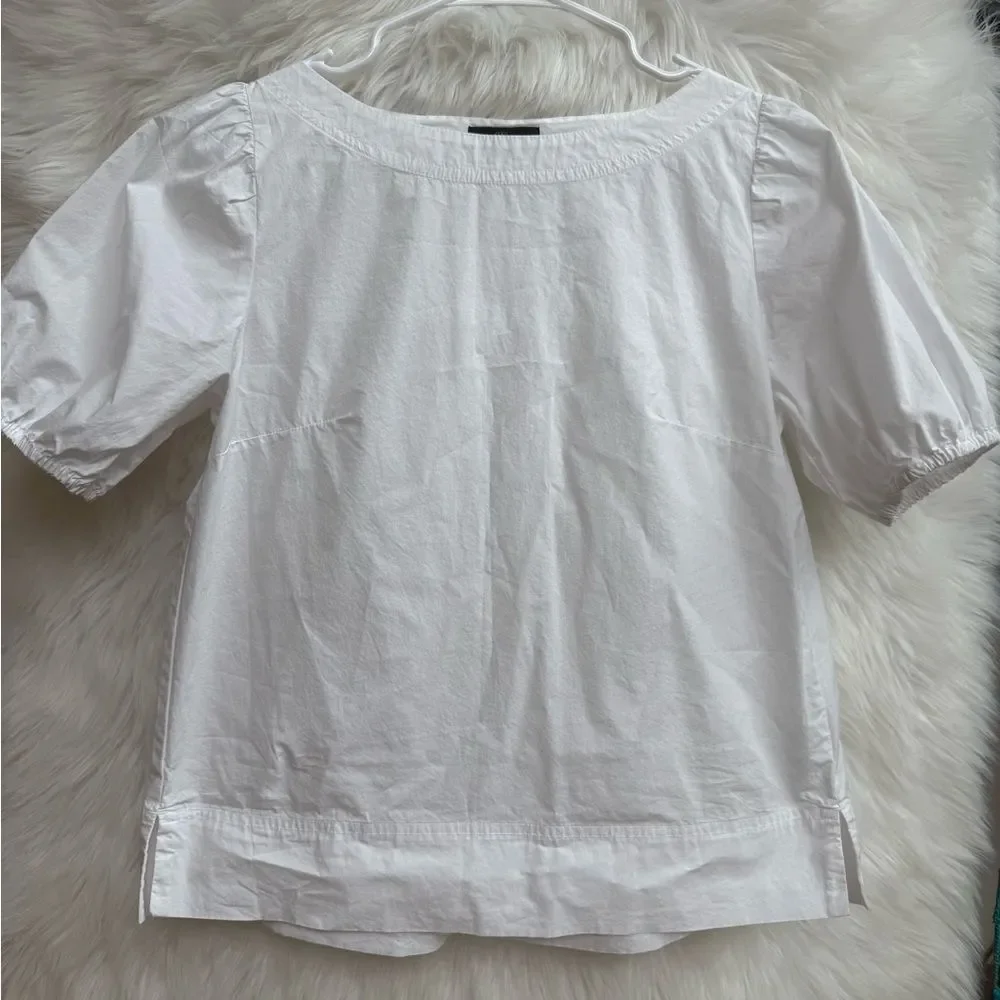 J Crew Puff Sleeve Top White 100% Cotton